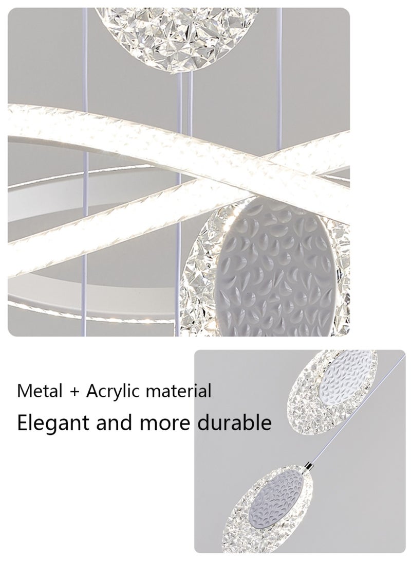 An LED pendant light with 4 oval lamp heads, featuring three different lighting colors that can be adjusted. It can be controlled via remote control or switch. The height is adjustable. Suitable for above the dining table, bedroom, and living room. Adjustable, suitable for the dining area. - Image 2